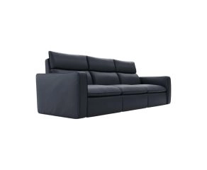 Natuzzi Sofá Retrátil Elétrico Dario em Couro Natural Preto