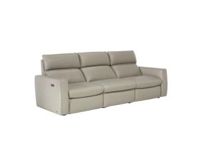 Natuzzi Sofá Retrátil Elétrico Genova em Couro Natural Off White