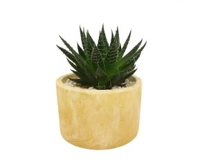 Vaso Cilindro Marmorizado Amarelo