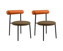 Conjunto de 2 Cadeiras Olivia Eco Leather Caramelo e Verde